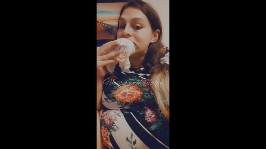 Pregnant BBW Burger Eating