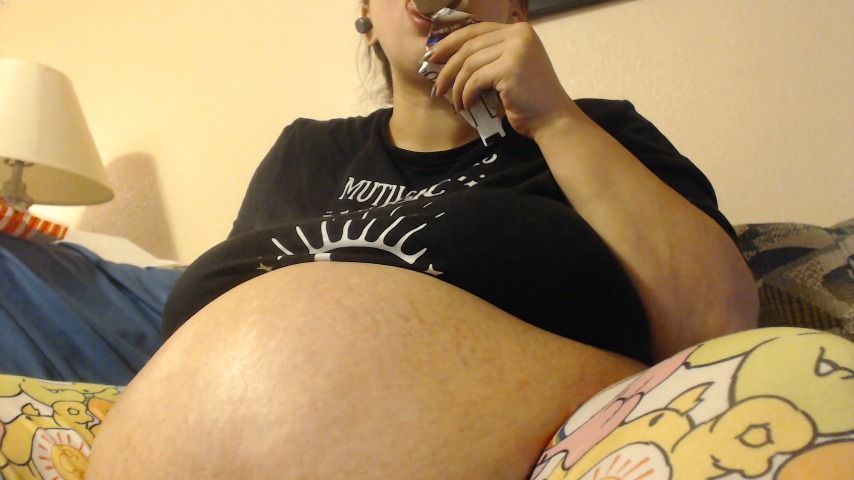 Pregnant and Past Due Eating IceCream