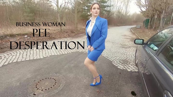 Business woman pee desperation