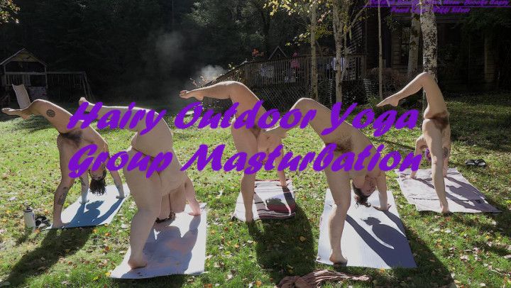 Hairy Outdoor Yoga Group Masturbation