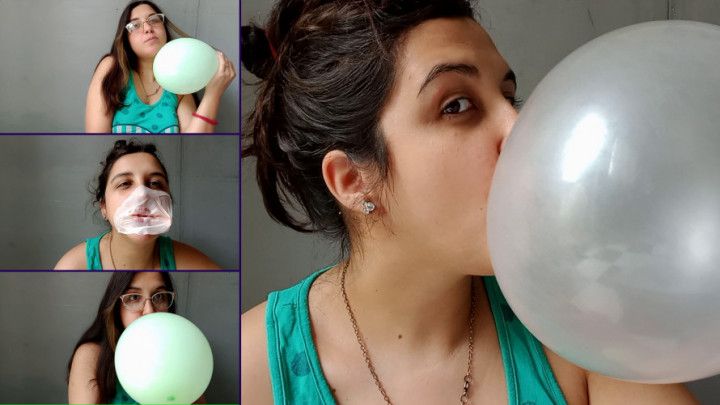 Green balloons and pink Bubblegum Close up - Bunny Looner