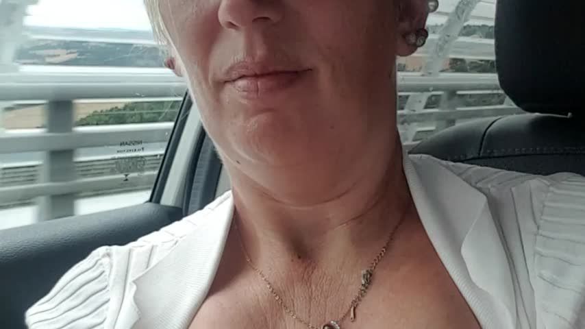 Driving with my tits out for fun