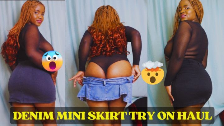 Black girl denim mini skirts try on haul