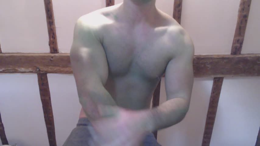 MUSCLE WORSHIP GREEN BODYPAINT HULK FLEX