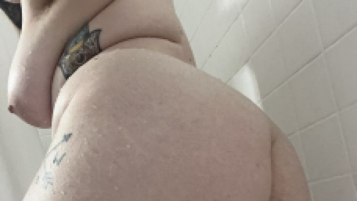 Watch me shower my soft hairy body from behind the curtain
