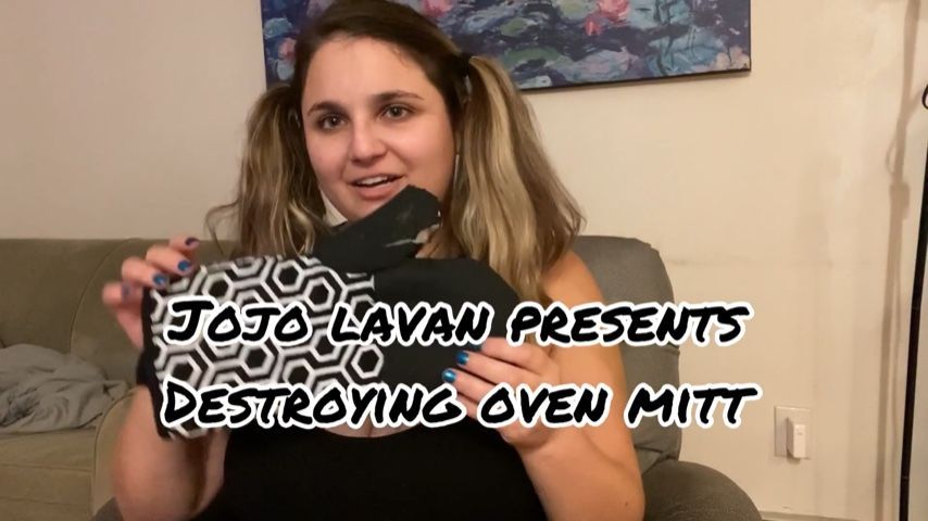 Destroying oven mitt