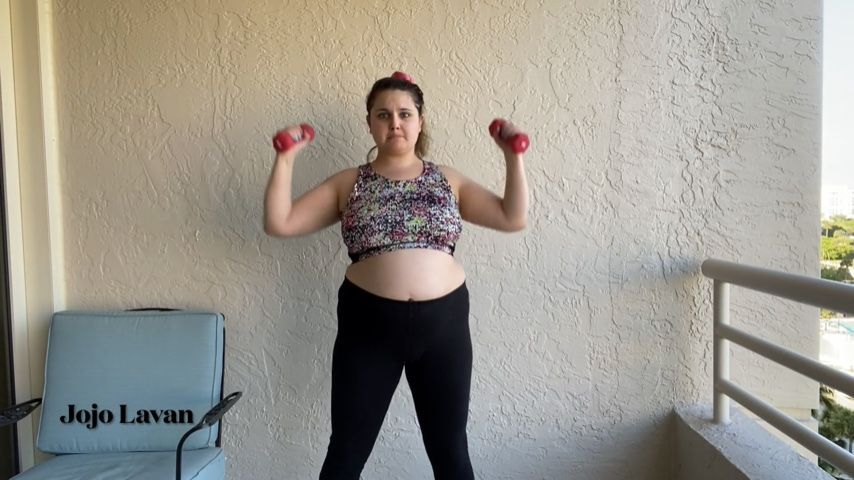 Chubby girl jiggly belly workout JOI