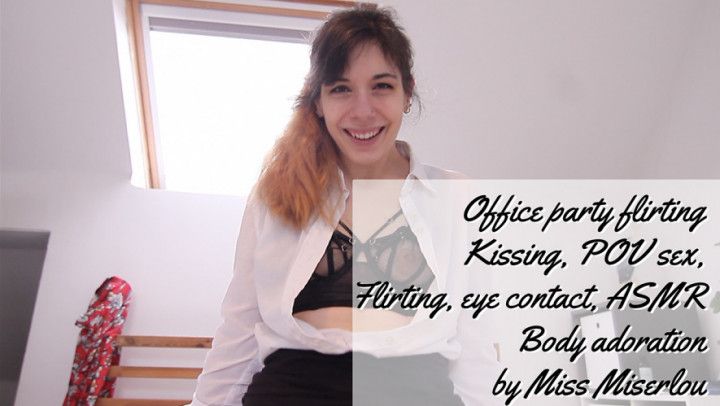 Office party flirting - Kissing, POV sex