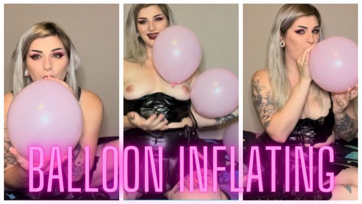 Goth Girl Inflating Her Birthday Balloons