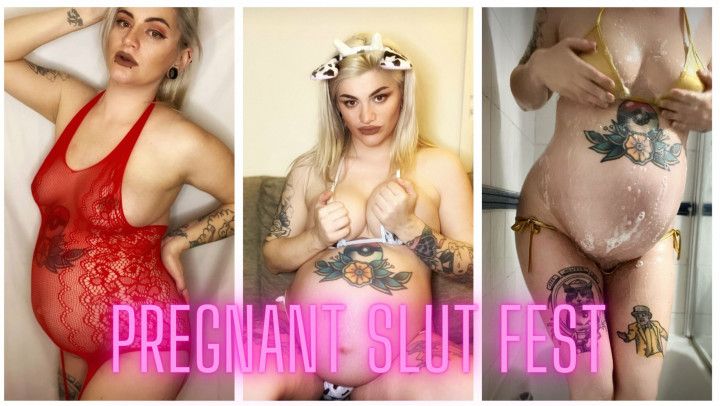 Heavily Pregnant Slut Fucks Herself Compilation