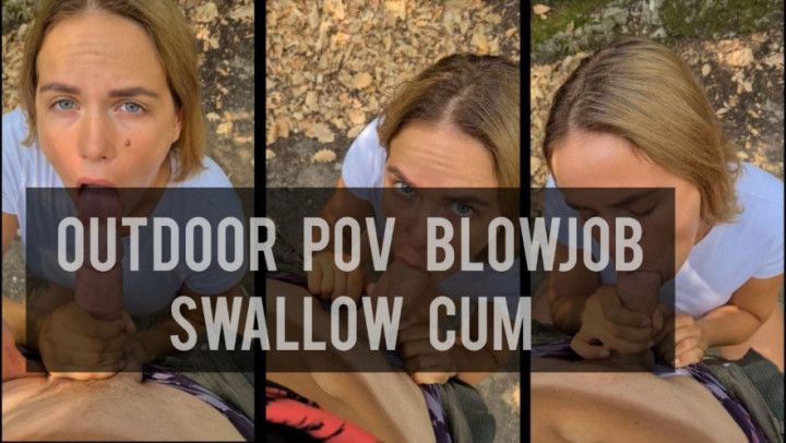 Outdoor blowjob in old park