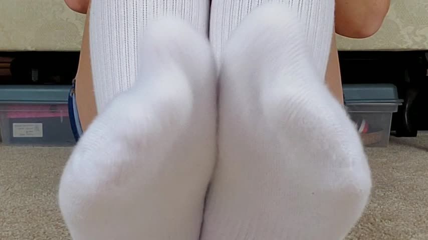 White Knee High Socks Self Tickle