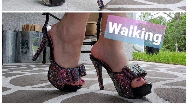 Walking Dangling Sparkly Heels