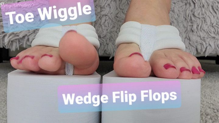 White Wedge Flip Flops Toe Wiggle