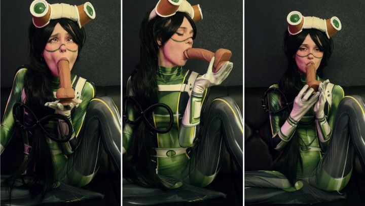 Tsuyu Asui - Dildo Blow and Suck - My Hero Academia Cosplay