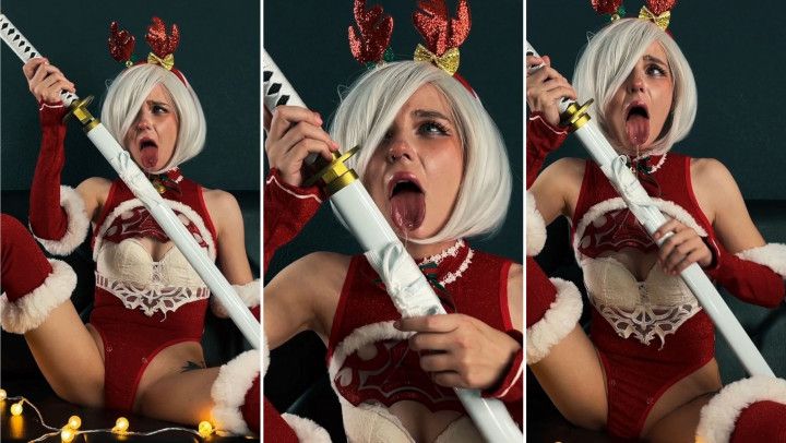 Nier Automata Cosplay  - Christmas - Ahegao and JOI