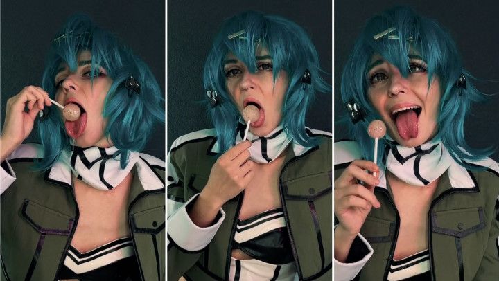 Asada Shino - Sword Art Online Cosplay - Ahegao with Lolipop