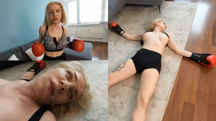 Katya boxing, defeating and drooling