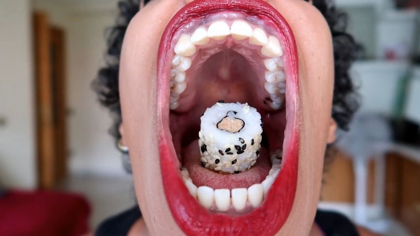 Eating sushi Mouth fetish