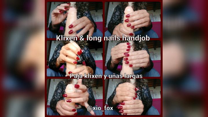 Klixen soft handjob with long red nails