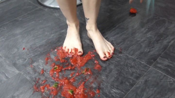 Lily Stomps Strawberries Barefoot