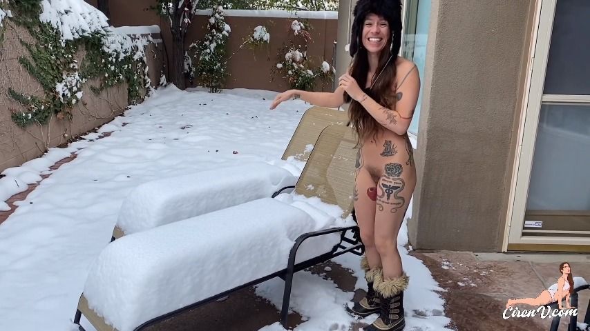 Hotwife Plays Naked In The Snow