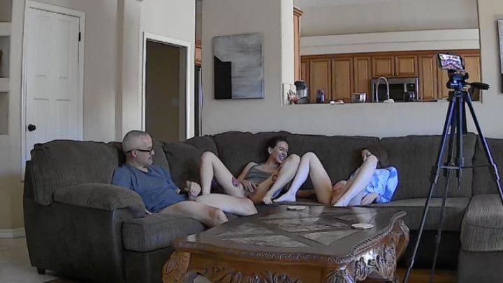 Nanny and Wife Tease Cock Tease Hubby