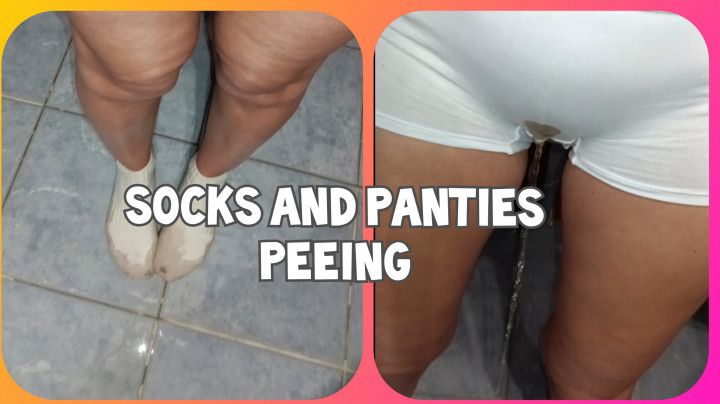 White panties and socks peeing