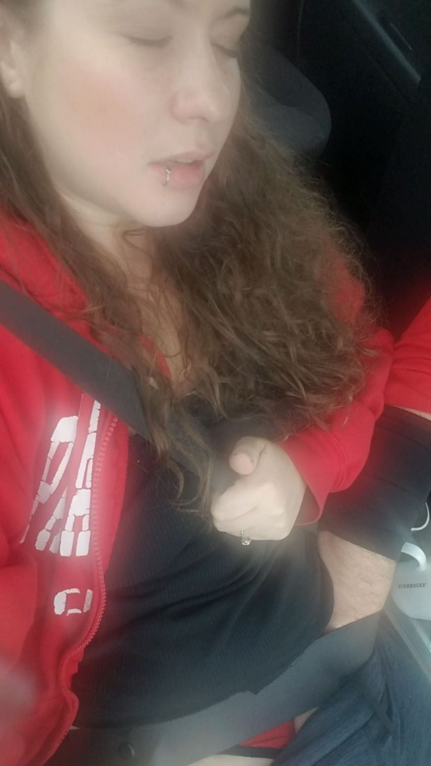 cumming in the car