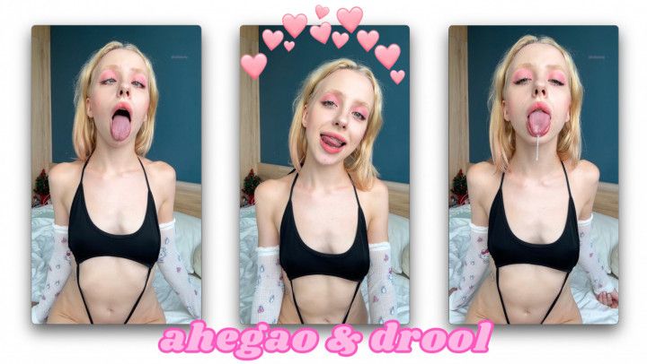 BLONDE DROOLS, SHOWS BRACES AND AHEGAO