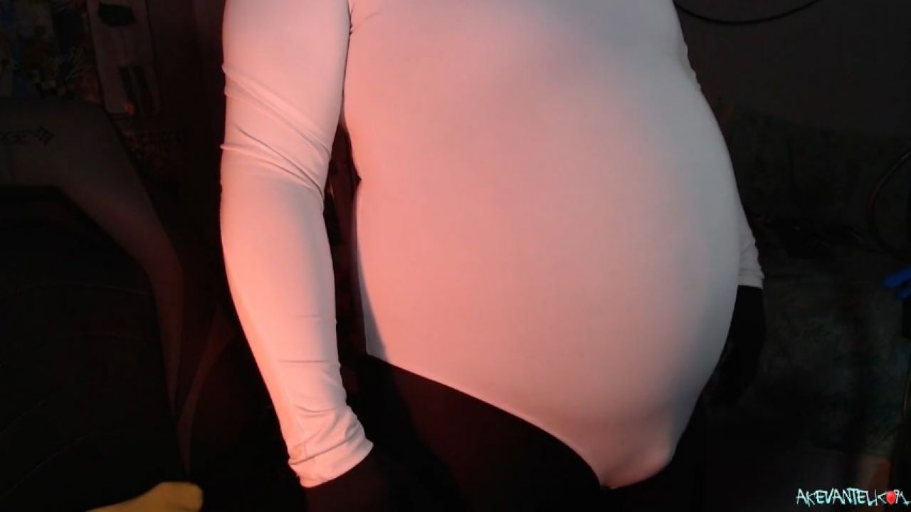 Dual Black and White Bodysuit Belly Inflation