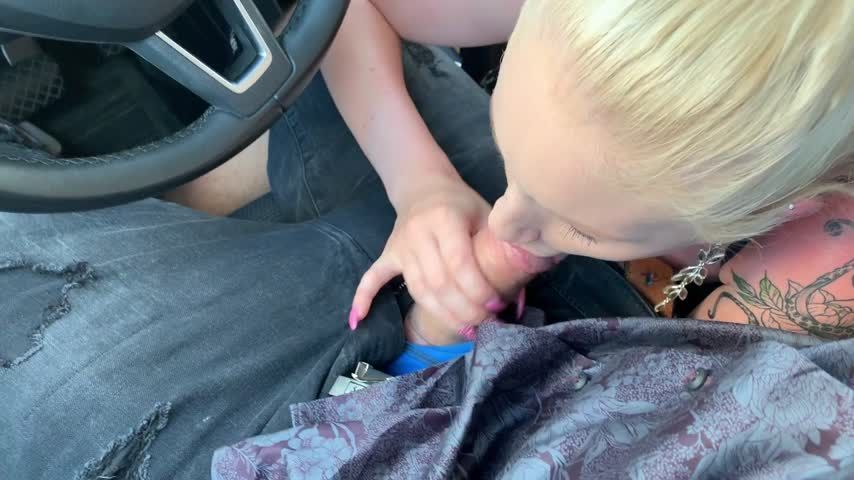 Deepthroat in car for step brother