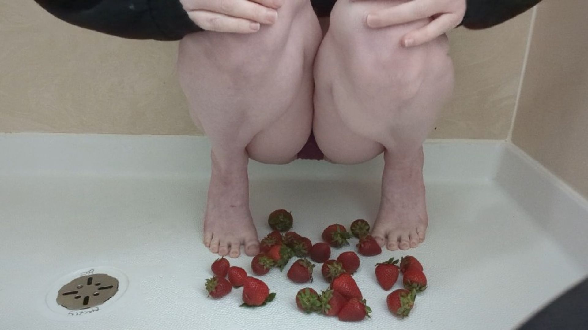 Barefoot Food Crushing Strawberry Mess Meal