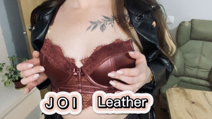 Leather fetish. Jerk off instruction