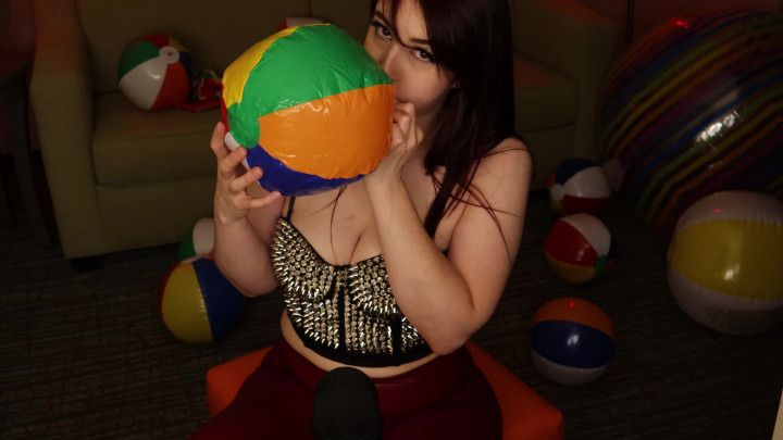 Blowing Over 30 Beachballs with ASMR