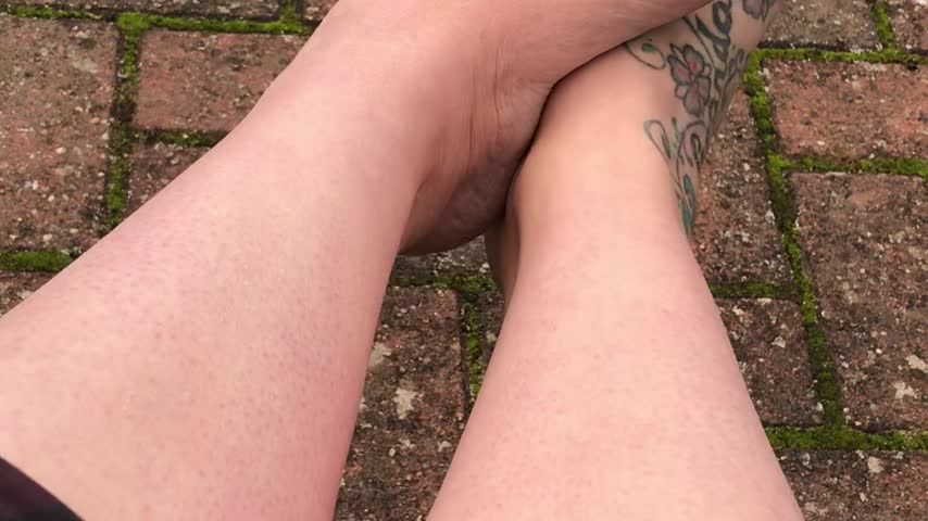 Barefoot outside foot tease