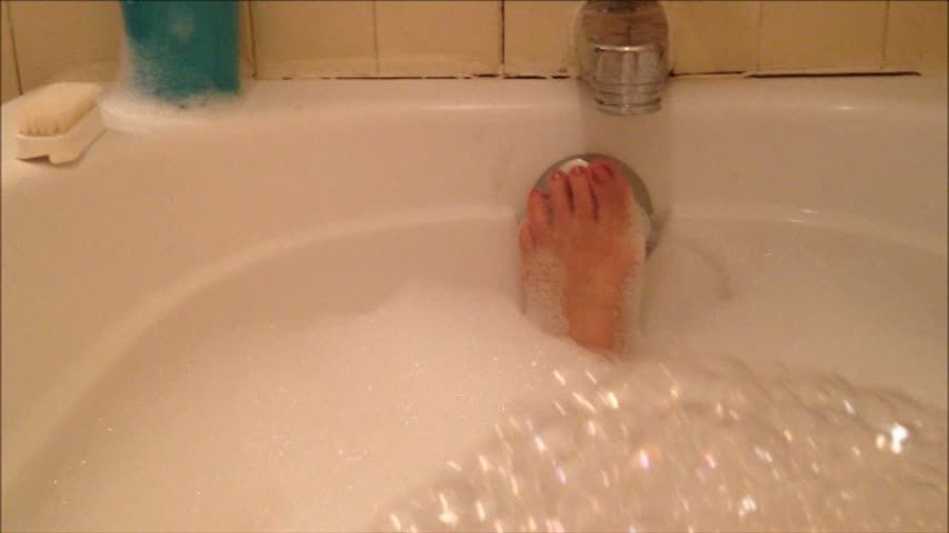 Pink Toenails In Bathtub Video Clip