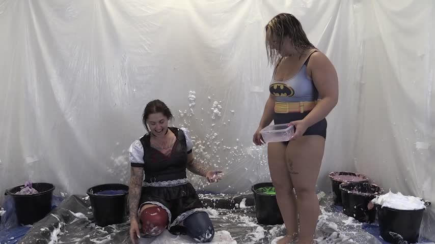 Ashley and Tallulah gunged superheros