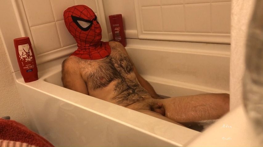 Sweaty Spiderman Washes N Bathtub Ignore