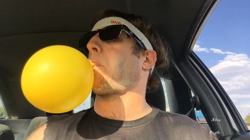 Sweaty Dude N Car Plays With Balloons