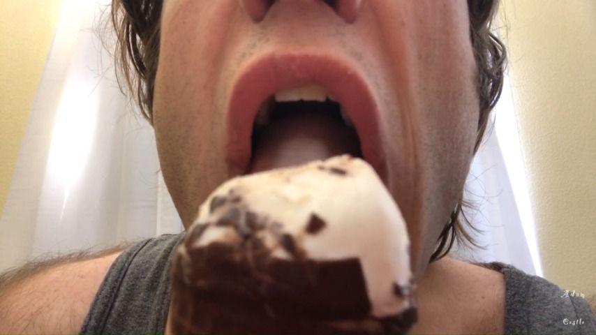 Dude Licking &amp; Eatin Ice Cream Up-Close