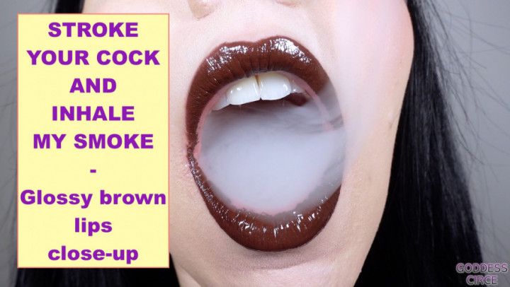 STROKE YOUR COCK AND INHALE MY SMOKE Glossy brown lips