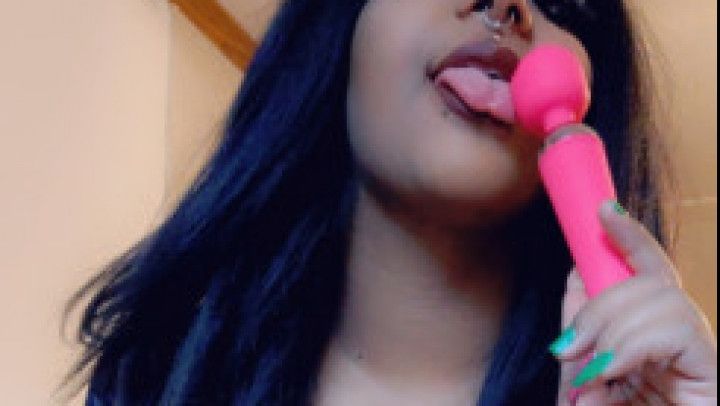 Using a wand on my pierced pussy