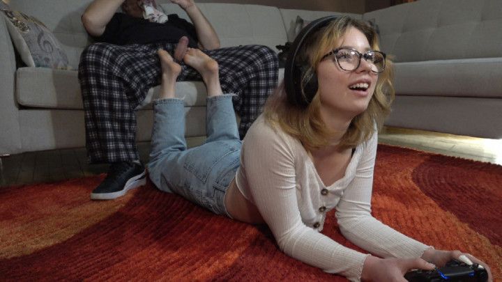 Bethany's Sneaky Gaming Footjob - Extended Version