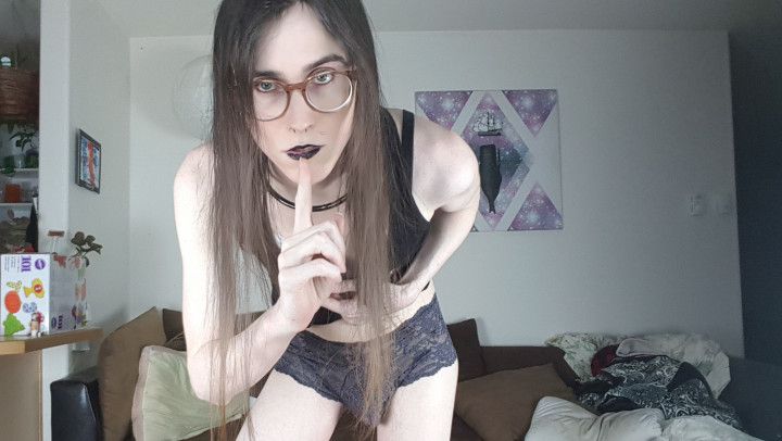 Goth girl in sexy panties cums for you