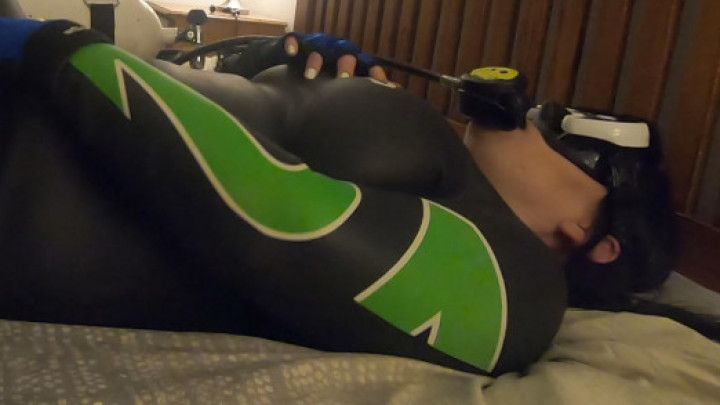 Masturbating in bed wearing full scuba