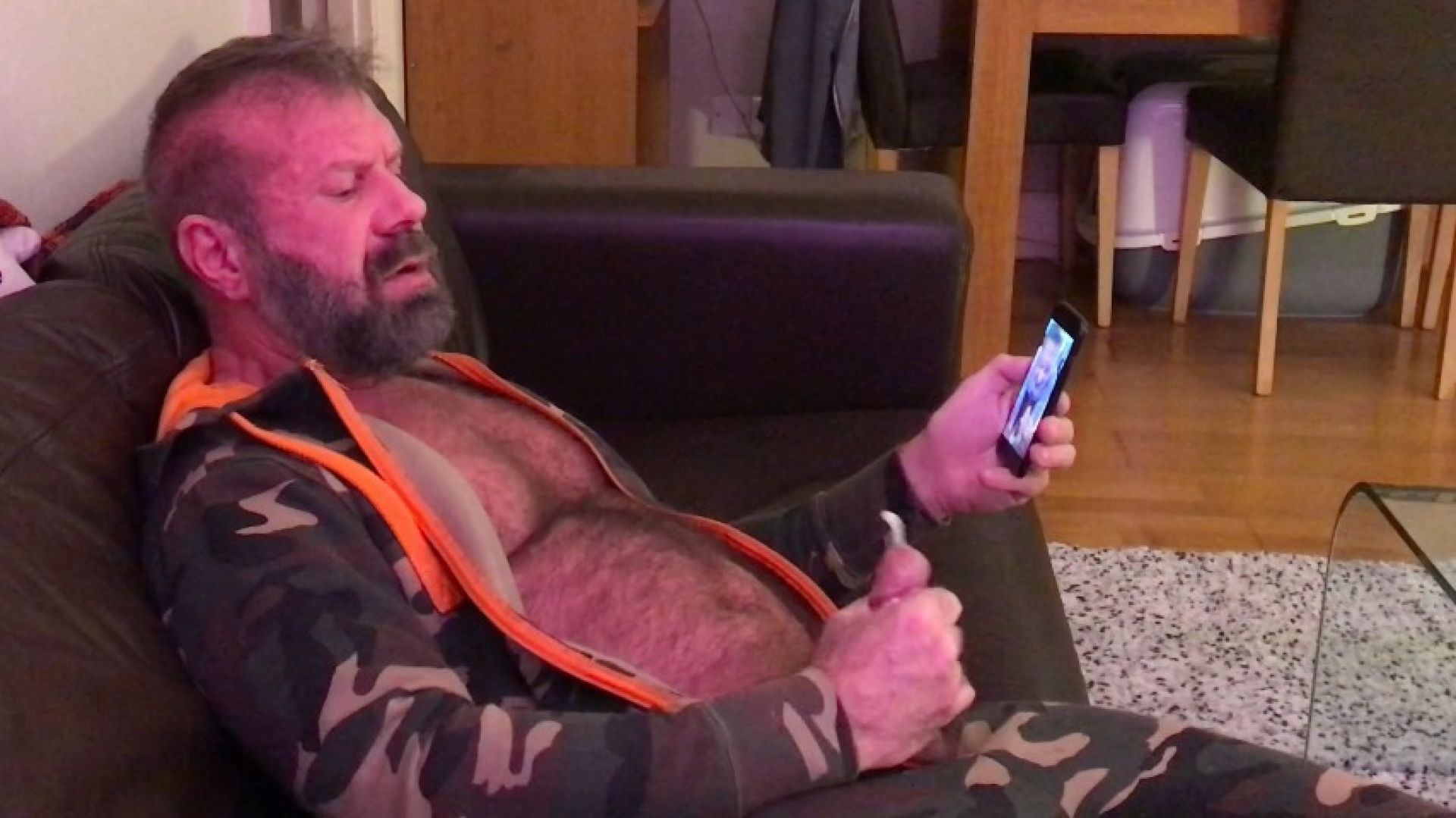 FREE VID   ***   Daddy cums in his camo onesie