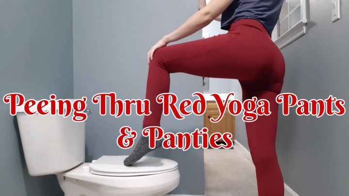 Peeing Thru Red Yoga Pants &amp; Panties