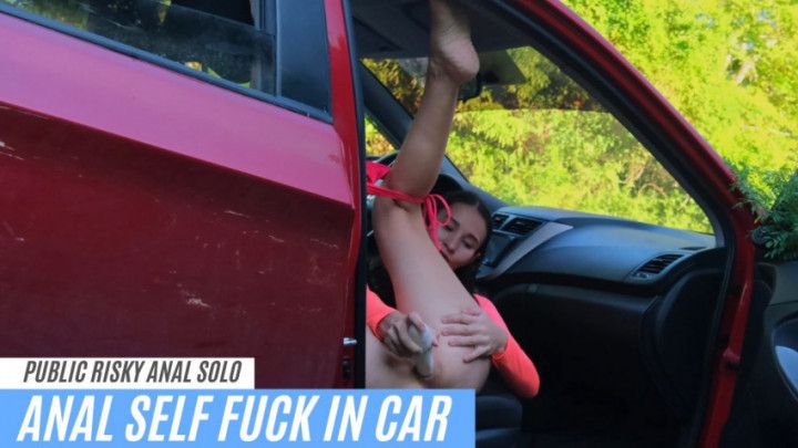 Intense public anal masturbation in car