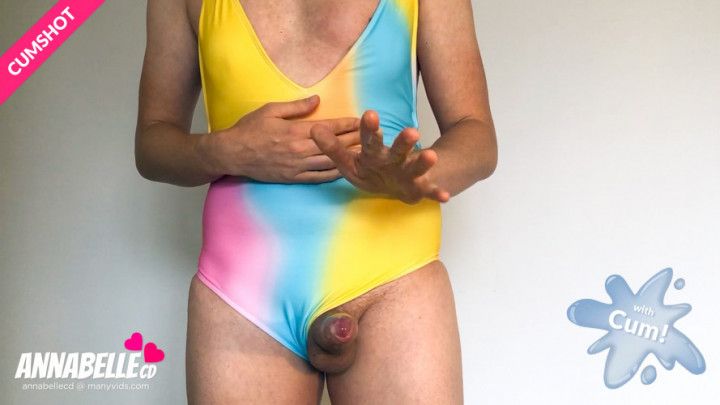 Sexy MTF Sissy Stroking Cock in Swimsuit